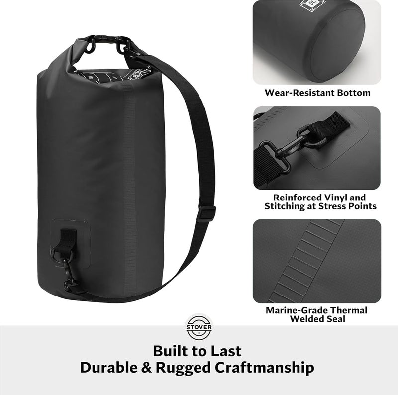 STOVER 5/10/25/30/40/55L Waterproof Dry Bag- Roll-Top Backpack w/Phone Case- Kayaking, Hiking, Camping, Boating- Men/Women - Image 3